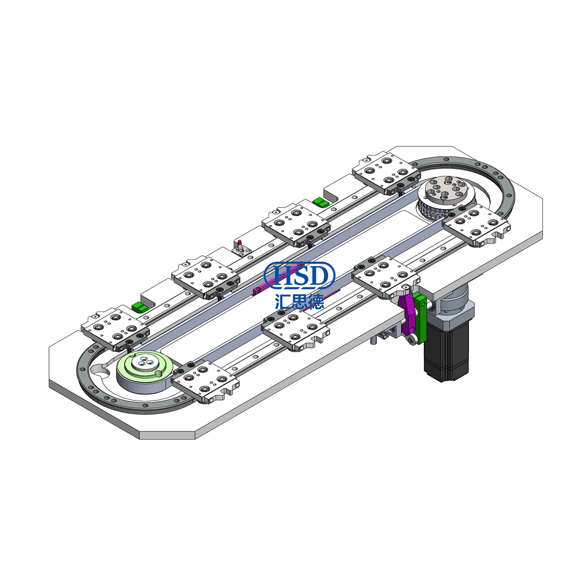 环形导轨运送线8工位5定位椭圆底板皮带循环线模子