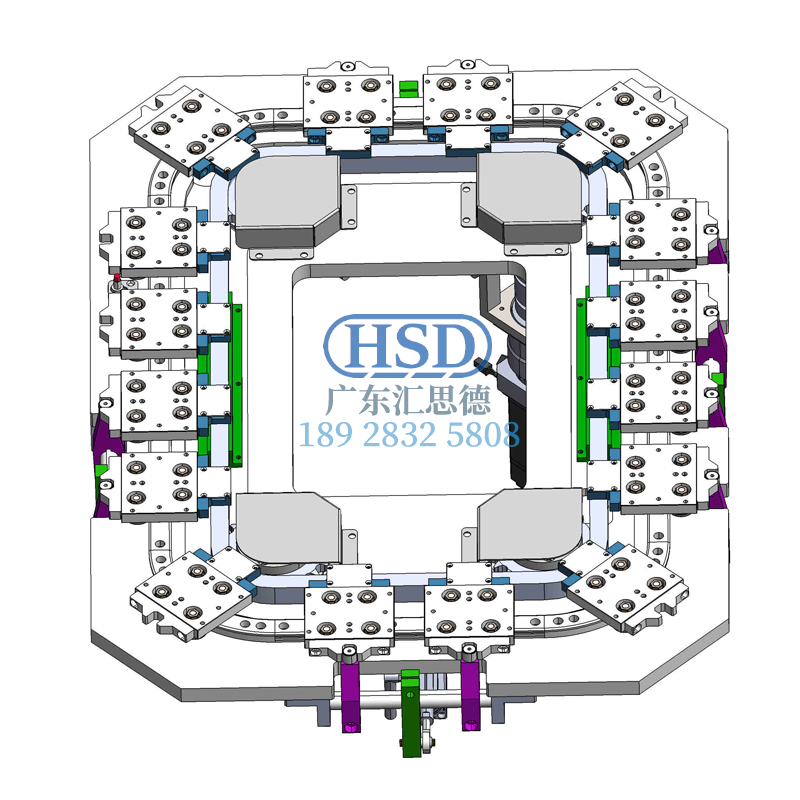 环形导轨运送线16工位12定位矩形底板链条循环线模子